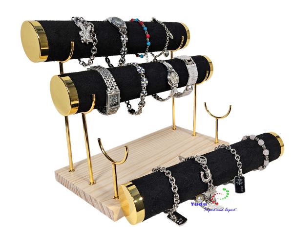 3er Schmuckständer Schmuckhalter Armbandständer Uhrenständer mit Metallträger schwarz
